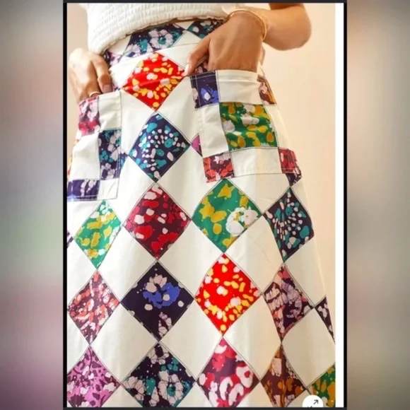 Tiny for Anthropologie patchwork midi skirt size large NWT - worn on tv